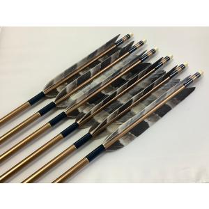 ターキー 大中白柄 ジュラルミン矢6本セット 2014 黄緑色糸 黒 