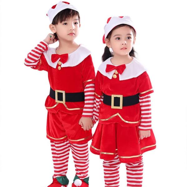 クリスマス衣装 キッズ 赤ちゃん サンタ コスチューム 5点セット 子供用 帽子付き クリスマスプレ...