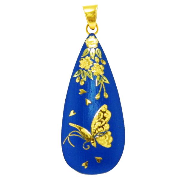 ペンダント 蝶々 ブルー P-27 青漆 ネックレス 肥後象嵌 肥後象眼 純金細工 アクセサリー 熊...