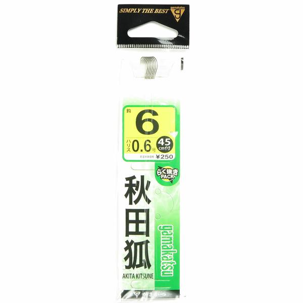 がまかつ Gamakatsu 秋田狐 茶  6号 ハリス0.6 糸付 7本入