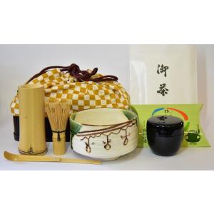 手提げ巾着 野点籠茶道具 セット　巾着　格子柄