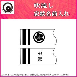 鯉のぼり 村上鯉 家紋名前入れ ３ｍ以下 パターン４ 黒 片面家紋 片面名前 139624903｜suiho