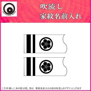 鯉のぼり 村上鯉 家紋名前入れ ４ｍ以上 パターン１ 黒 同じ家紋 縦向き 両面１ヶずつ 139624905｜suiho