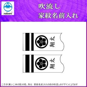 鯉のぼり フジサン鯉 家紋名前入れ ３ｍ パターン３ 黒 同じ家紋と名前 両面１ヶずつ 139648908｜suiho