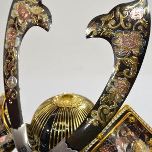 アンチ蝶牡丹ゴールド長鍬 櫃付 145694の詳細画像4