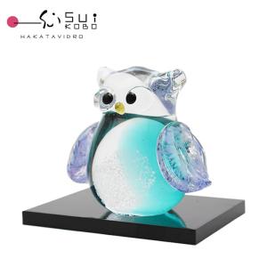 蓄光ふくろう ピンク LA-72 ガラス 置物 : ガラス工房粋工房 - 通販