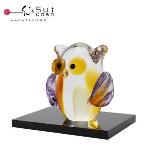 蓄光ふくろう ピンク LA-72 ガラス 置物 : ガラス工房粋工房 - 通販