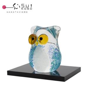 蓄光ふくろう ピンク LA-72 ガラス 置物 : ガラス工房粋工房 - 通販