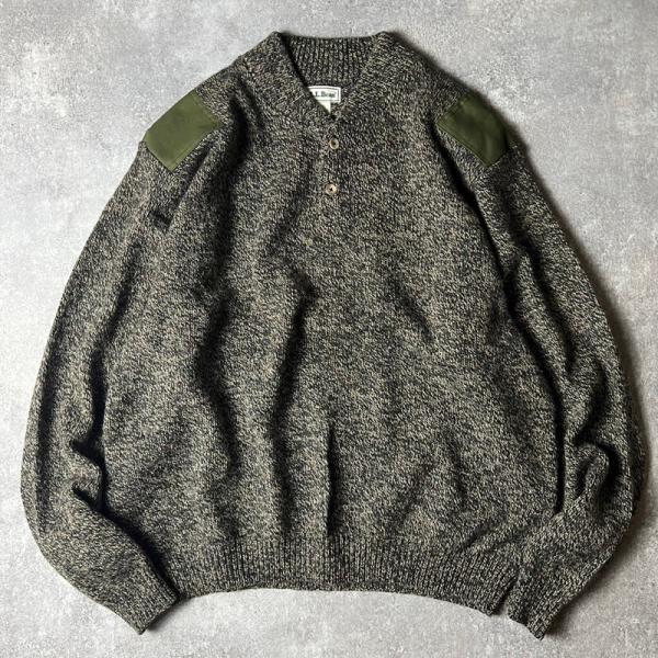 90s USA製 LLBean コマンド タイプ ヘンリーネック ウール ニット セーター 2XL ...