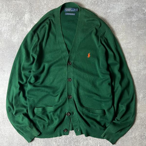 90s POLO RALPH LAUREN ピマ コットン ニット カーディガン L / 90年代 ...