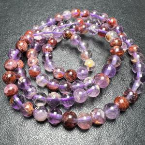 高品質 アメジスト スーパーセブン 4.5mm 3本巻きブレスレット 長連