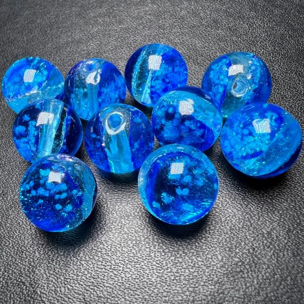 ホタルガラス　ミヤコマリン　8ｍｍ±0.5ｍｍ　10粒セット　蓄光　とんぼガラス　とんぼ玉　沖縄県宮...