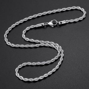 ロープワイヤーネックレス 3mm ステンレスネックレス ステンレスチェーン　金属アレルギー対応肌荒れ対応　40cm/45cm/50cm
