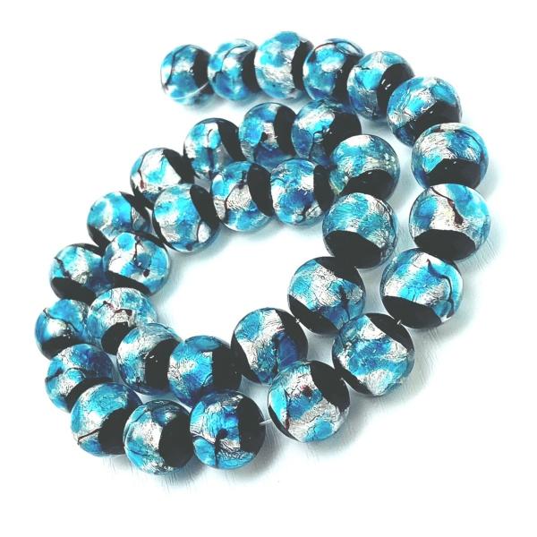 ホタルガラス 10mm 連売り 40粒　とんぼガラス　とんぼ玉　沖縄　人気アイデム 　シーブルー　蓄...