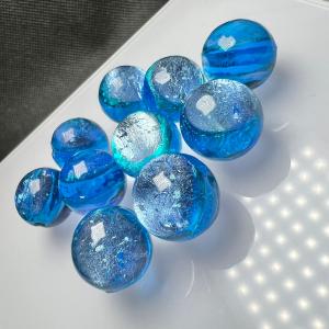 タケトミブルー ホタルガラス 14mm 連売り 28粒 蓄光 とんぼガラス