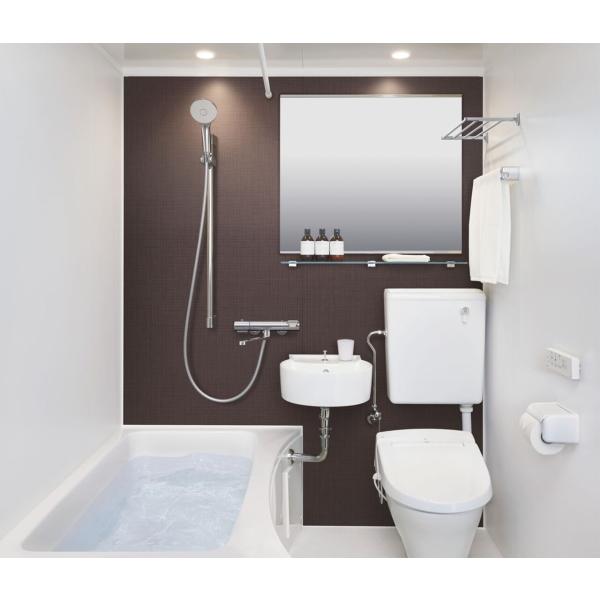 ログハウスなどに　便器（シャワートイレ付）・洗面器付の3点式ユニットバスルーム　1216サイズ