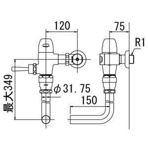 TOTO TOTO TEFV74M1 大便器自動フラッシュバルブ 露出 発電 人体