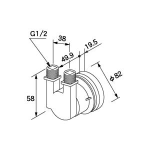 ノーリツ 給湯器用循環アダプター HX-F フレキ接続・90°曲がり取り出し