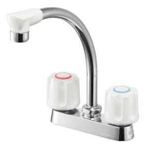 マンション・オフィス等のミニキッチン用2ハンドル湯水混合水栓