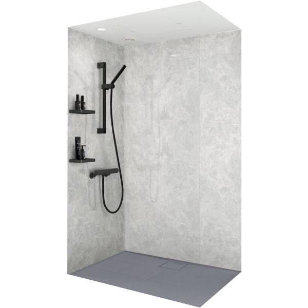 ブラックカラーのシャワー水栓付き　リクシル　シャワーユニット　0812サイズ　NSPB-0812LB...