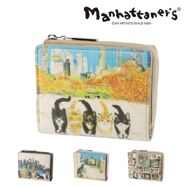 最大P+16% マンハッタナーズ 財布 二つ折り財布 2つ折り ミニ財布 L字ファスナー 小物 雑貨...