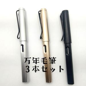 筆ペン 万年毛筆 3本セット コンバーター付き インクカートリッジ3本付き プラスチックボディ｜Sukezo Store