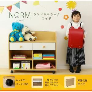 NORM  ランドセルラック  ナチュラル×ホワイト  97606  不二貿易  (D)  キッズキャスター付き  ランドセル  収納  子供部屋  新生活｜sukusuku