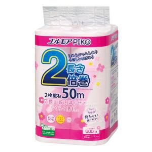 トイレットペーパー 2倍 香り付き エルモア ピコ 2倍巻き 12ロール ピンク ダブル 50m 142995 エルモア (D)｜sukusuku