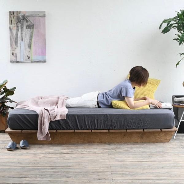 ラフトベッド ダブル ヘッドレスト無し アイアン 無垢板 ベッド ベッドフレーム おしゃれ シンプル...