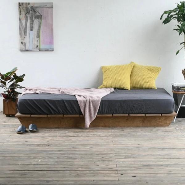 ラフトベッド ワイドダブル ヘッドレスト無し アイアン 無垢板 ベッド ベッドフレーム おしゃれ シ...