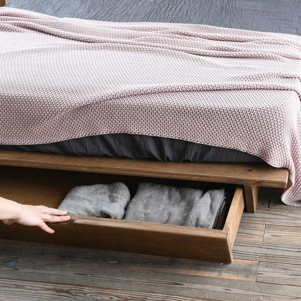 ラフトベッド用 キャスター収納 シングルからワイドダブル アイアン 無垢板 ベッド おしゃれ オシャ...