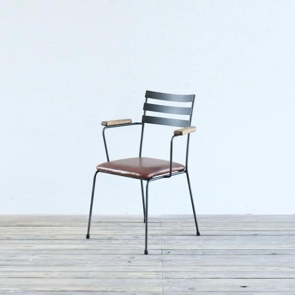 ベーシックアームチェア レザーシート サイズオーダー インテリア アイアン アイアン家具 ウッド チ...