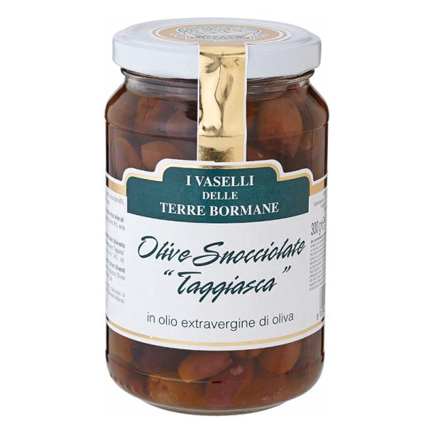 テッレ・ボルマーネ　種抜きブラックオリーブ　タッジャスカ　300g (013101102)