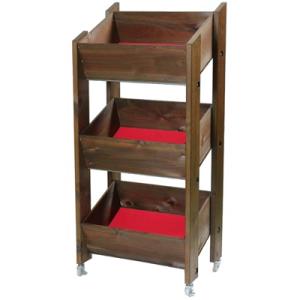 【ワイン陳列用木箱】キャスター付きで視認性の高い傾斜30度タイプラック 3段 ブラウン(G02641...