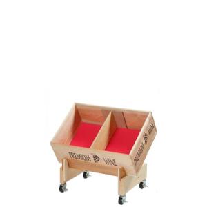 【ワイン陳列用木箱】陳列用傾斜ラック 1段 白木 キャスタ付 (G02642)