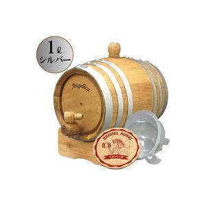 【Oak Barrel】ウイスキー熟成用ミニ樽　１リットル（シルバー6本タガ）＋プラじょーご＆コース...