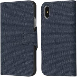 campino カンピーノ iPhoneXs iPhoneX ケース手帳型 ケース 耐衝撃 ネイビー  ワイヤレス充電対応 マグネット開閉 カードポケット