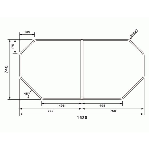 パナソニック 風呂ふた 組フタ（デッキ水栓あり）：１６００用  変形型 2枚組 [本体厚み10.0m...