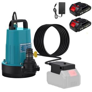 水中ポンプ バッテリー式 12m揚程 充電式 排水ポンプ マキタ21V互換バッテリー対応 電動ポンプ 電動ポンプ 水抜きポン 庭木などの散水 池水の循環 排水に 風呂水