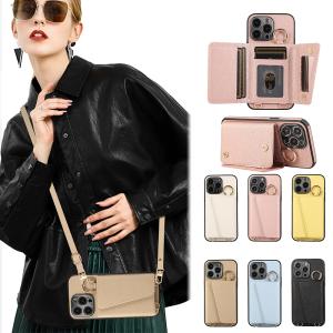 スマホショルダー iphone16pro ケース カード収納 背面 iphone16 iphone15 iphone14 iphone13 ケース ミラー付き 16plus 16promax iphone12 ケース 肩掛け