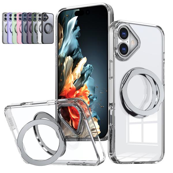 iPhone16 ケース Magsafe対応 ワイヤレス充電 360°回転スタンド 縦横両対応 iP...