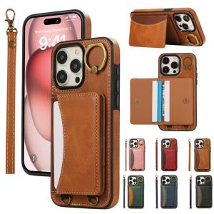 iphone16 ケース カード収納 背面 iphone16pro 16promax iphone15 ケース ハンドストラップ付き 落下防止 iphone14 ケース iphone se 第3世代 ケース 耐衝撃