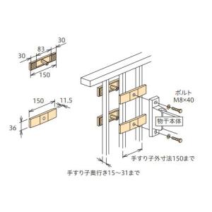 川口技研 ホスクリーン 取付パーツ HP-4-ST　手すり格子へのハサミ付パーツ｜sumai-factory