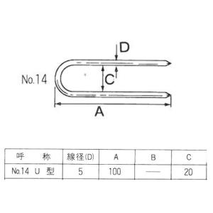 鉄製 クロメートメッキ No.14 U型ピンペグ 杭の詳細画像1