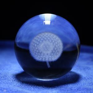 クリスタルボール 3D 植物 タンポポ たんぽぽ テラリウム 置物 ガラスボール 装飾 インテリア オーナメント　オブジェ　置き物｜sumairusyoppu