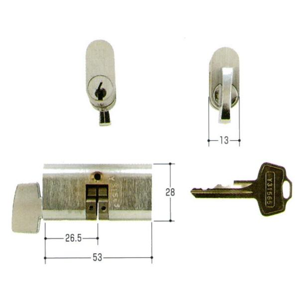 WEST ウエスト 505用 小判片面シリンダー+サムターンのみ L=53 鍵 交換 取替え WCY...