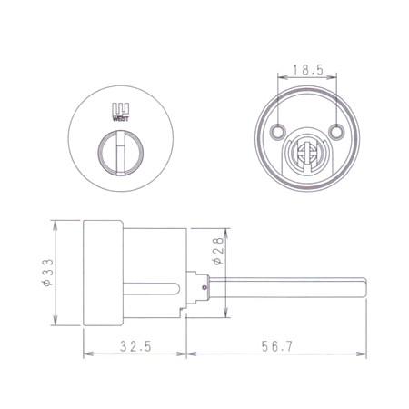 WEST ウエスト 916リプレイスシリンダー TK671Gタイプ 　玄関 鍵 交換 取替え 主な使...