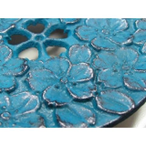 南部鉄瓶敷き　花台さくらグリーン色　10.5cm　