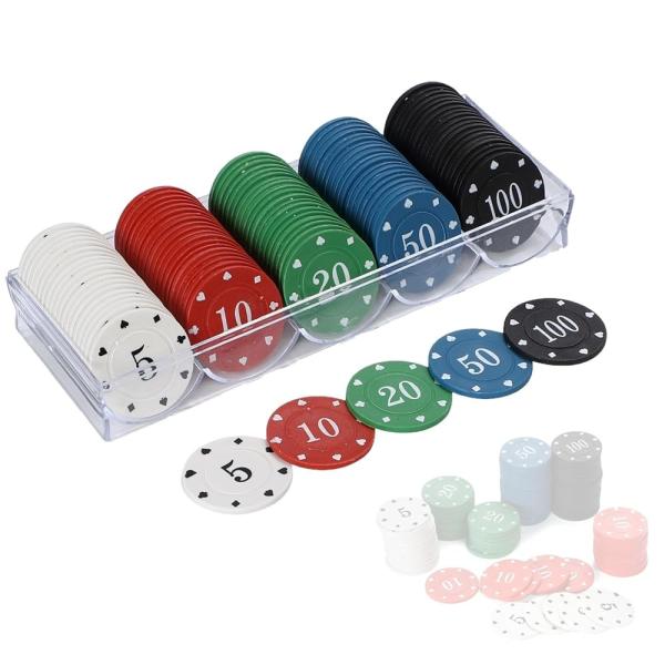 Partools カジノチップ 100枚セット 5色アソート 収納ケース付き ポーカー 麻雀 ルーレ...