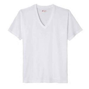 ヘインズ H5115 JAPAN FIT VネックTシャツ 2P (2枚組) ホワイト(10)｜sumitasports